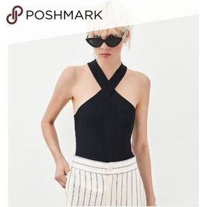 Zara Cross Neck Ribbed Tank Top